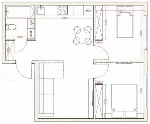 3-комнатная квартира, Октябрьский проспект,32Ак1