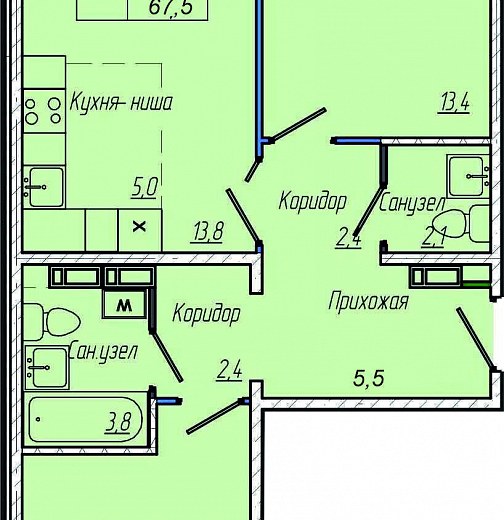 3-комнатная квартира, Притомский проспект 30Б