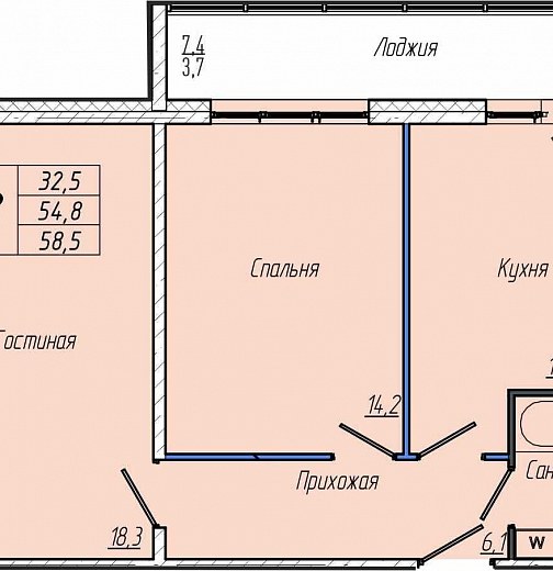 2-комнатная квартира, Притомский проспект 30Б
