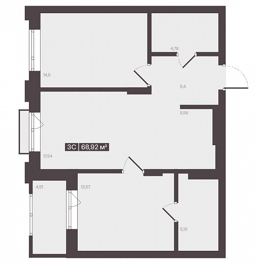 3-комнатная квартира